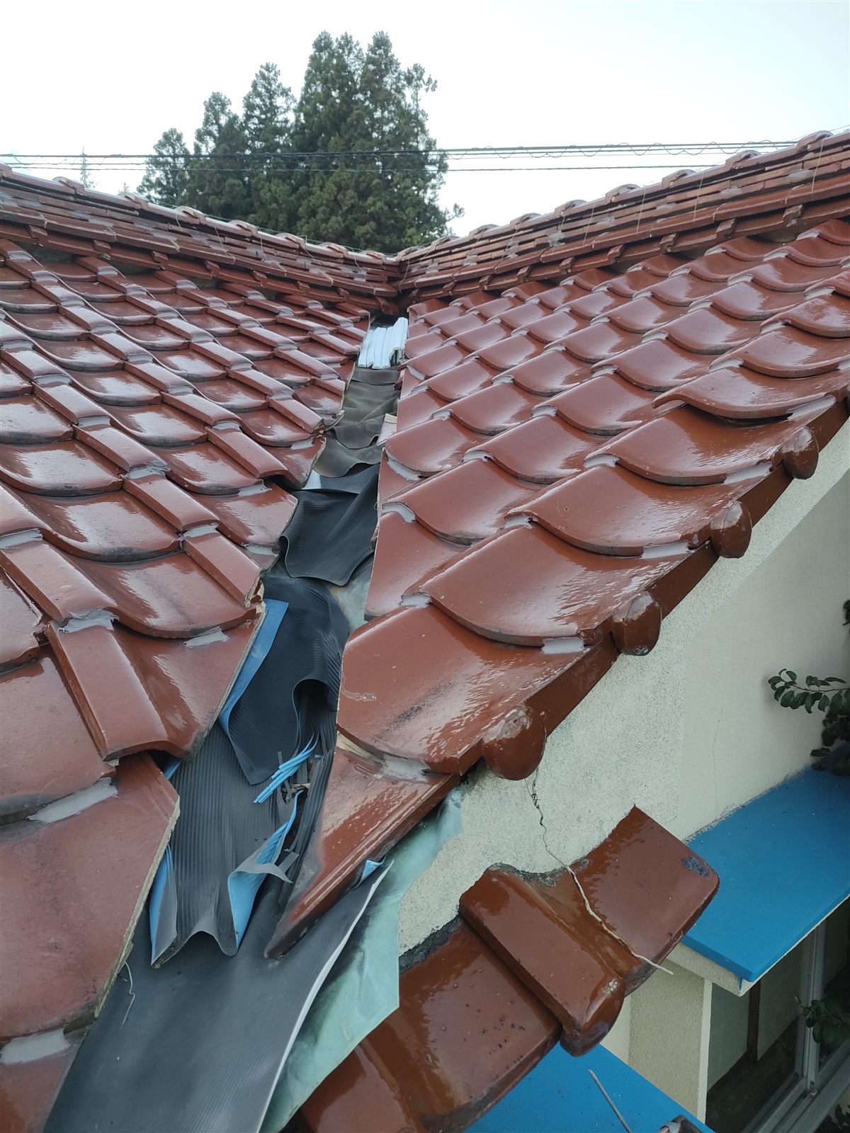 谷板金を改修する前の屋根
